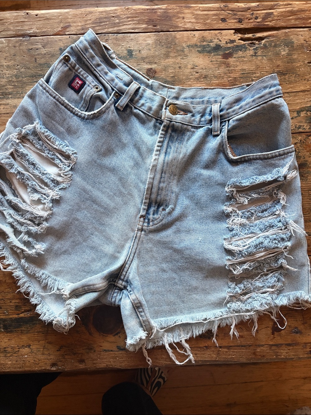 Chaps Light Blue Distressed Denim Cutoff Shorts